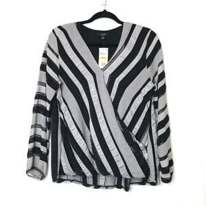 Alfani Textured Surplice-Front Bubble Hem Top